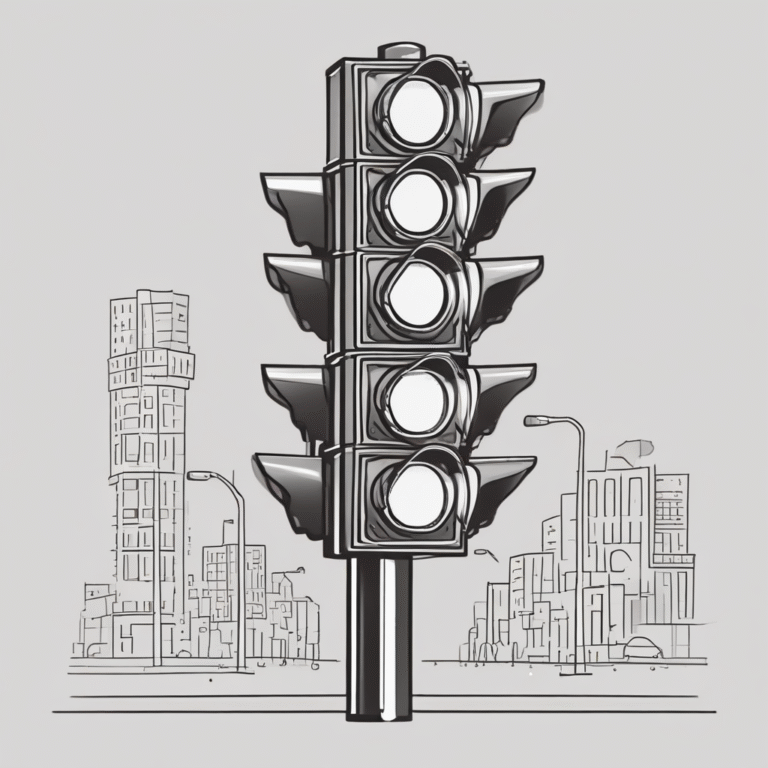 A traffic light to illustrate the concept of responsible decision-making in AI use.