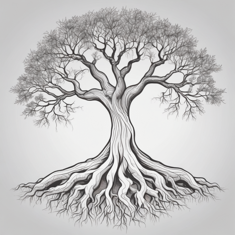 A tree with roots illustrating growth and the foundational principles of ethical AI governance.
