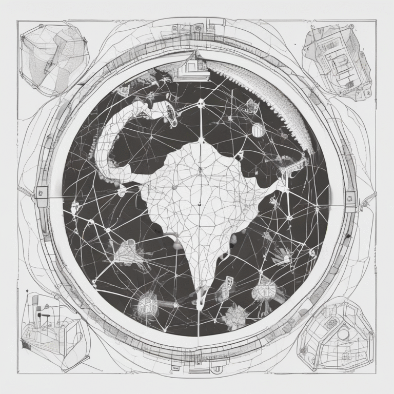 A globe with interconnected networks illustrating the global impact of AI governance on human rights.
