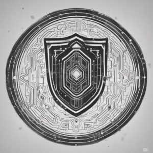 A shield emblazoned with a circuit pattern symbolizing tech sovereignty.