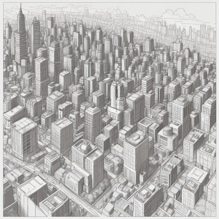 A blueprint of a city with AI integration