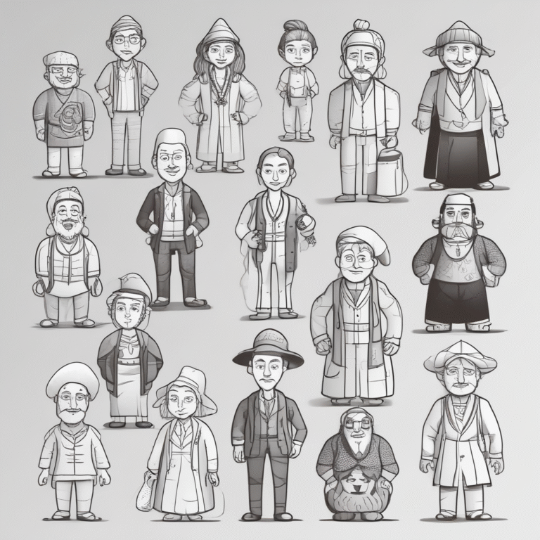 A diverse group of figurines representing different cultures and professions