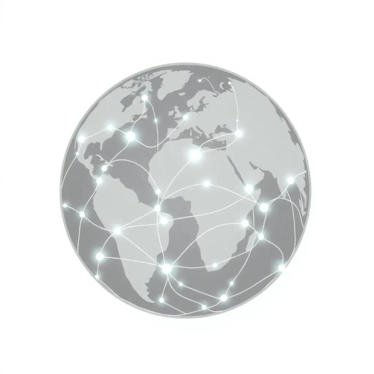 A globe with interconnected neural networks glowing and pulsing beneath its surface, encased in a transparent, ever-shifting lattice of international borders.