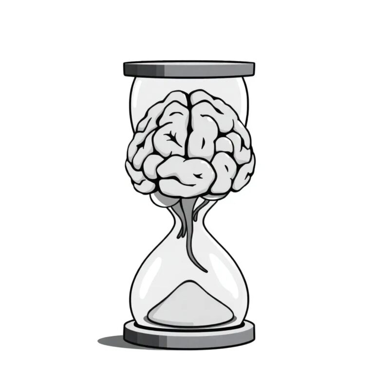 A futuristic, transparent AI brain encased in a glass hourglass, with digital code flowing between the two halves, symbolizing the passage of time and the evolving nature of AI regulations.
