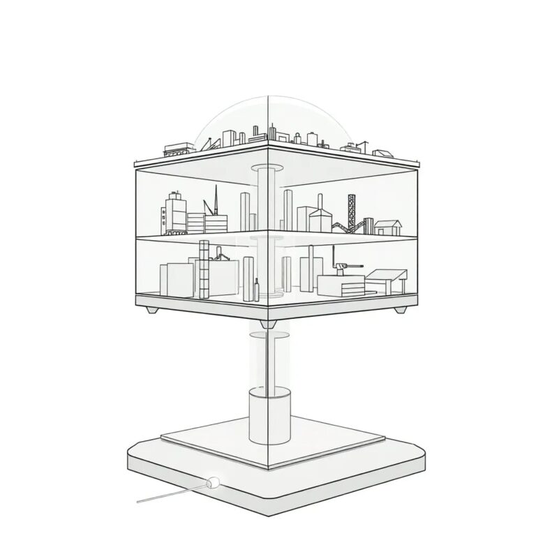 A multi-layered, interconnected glass and metal lattice structure, with each layer representing a different regulated industry, and AI algorithms visualized as dynamic, glowing pathways that adapt and change in real-time.