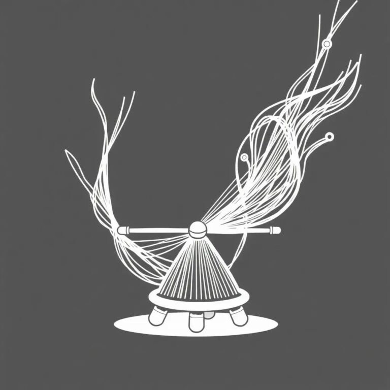 A digital charkha spinning threads of code into a vibrant, interconnected web