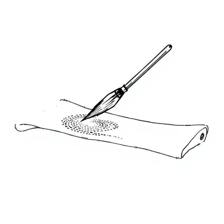 A stylized, glowing digital brush that paints both traditional ink lines and pixelated, AI-generated patterns on a scroll of parchment, symbolizing the blend of human creativity and AI innovation in the webtoon industry.