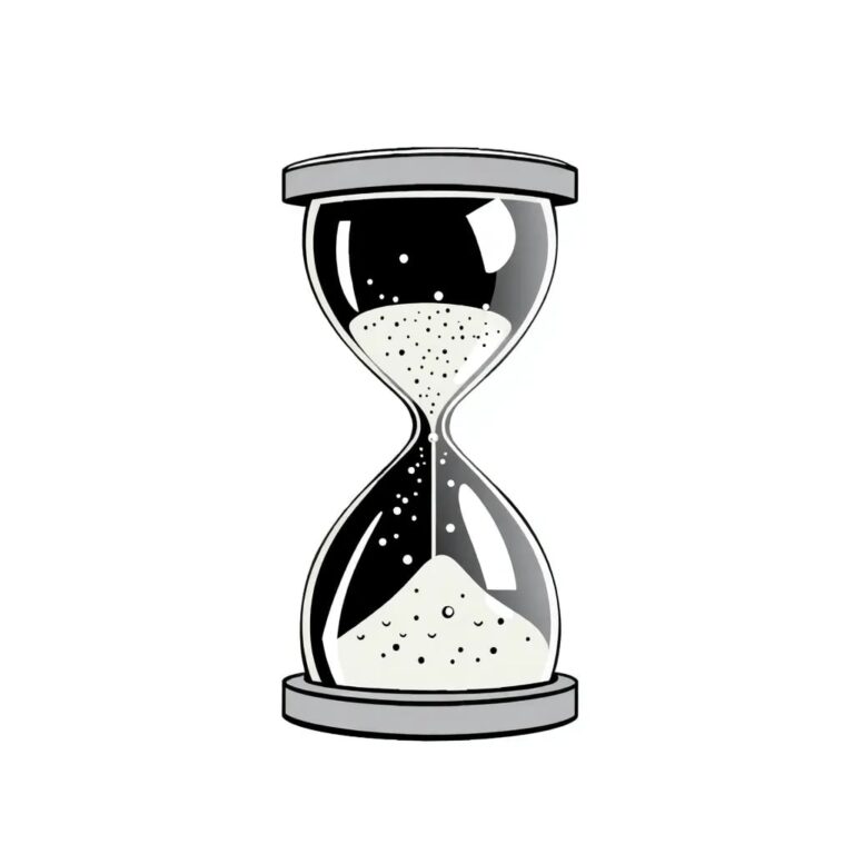 A digital hourglass with AI-generated sand particles that change color based on ethical risk levels