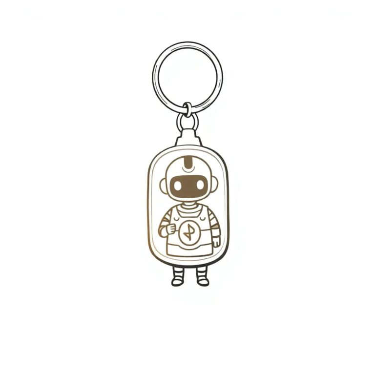 A digital keychain with a glowing, ever-changing AI avatar that morphs into different local Indian cultural symbols as it rotates.