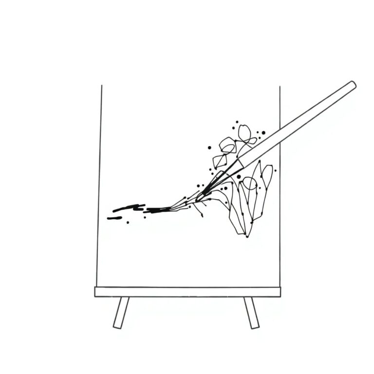 A digital canvas with a paintbrush that transforms into a neural network as it paints