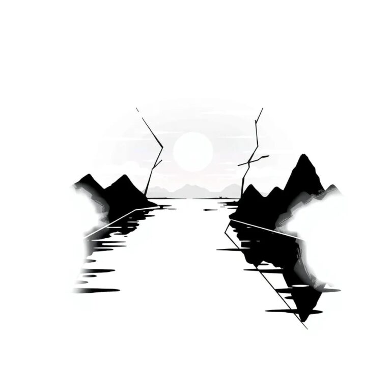 A shattered digital mirror reflecting a distorted, pixelated landscape