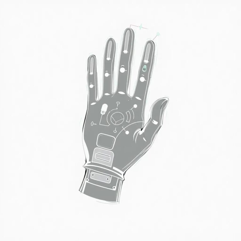 A futuristic, transparent medical glove with integrated AI-driven sensors and holographic interfaces that project real-time patient data and treatment suggestions.