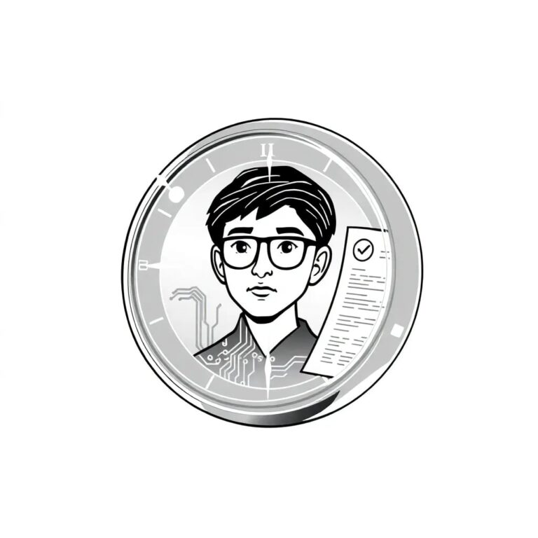 A futuristic, transparent AI-driven compass with a liquid crystal display that dynamically shifts between a consumer's face, a circuit board, and a regulatory document, all encased in a sleek, metallic frame.