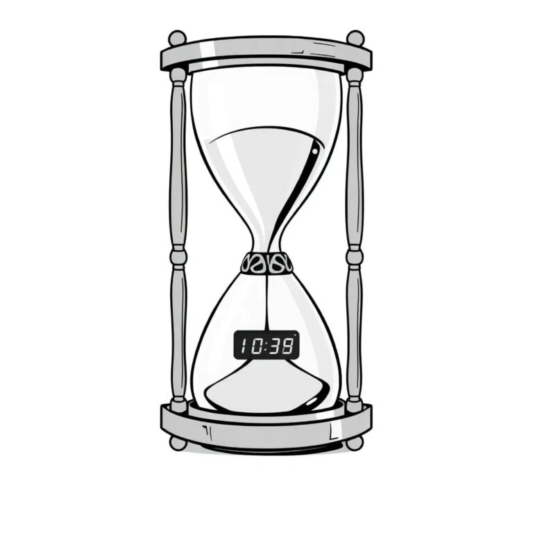 A finely crafted, ancient hourglass with a digital display embedded in the glass, showing a countdown timer that resets periodically, symbolizing the constant vigilance and timely intervention required in AI risk management.