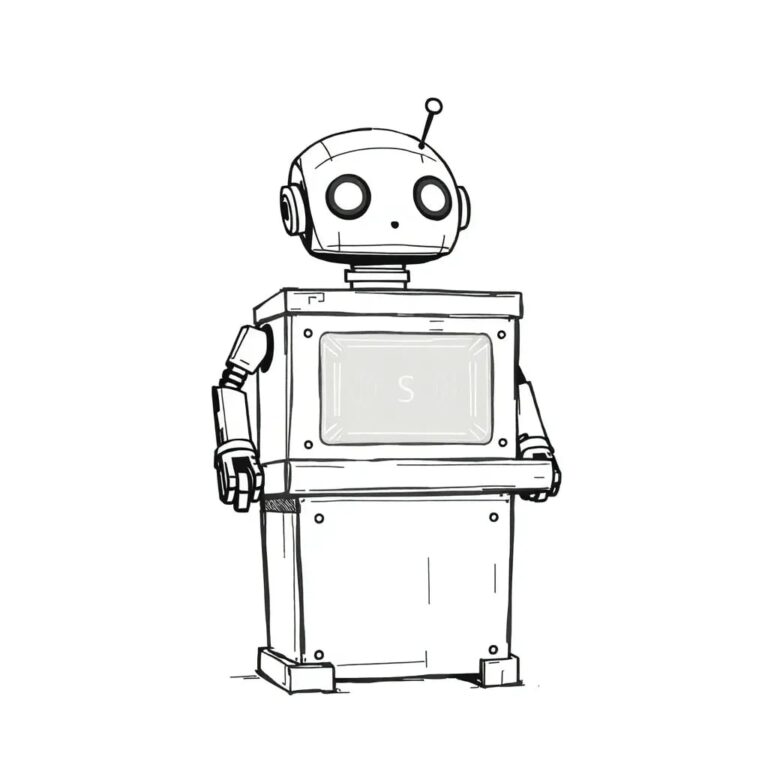 A rusted, outdated robot teacher's podium with a glowing, futuristic AI interface embedded in it.