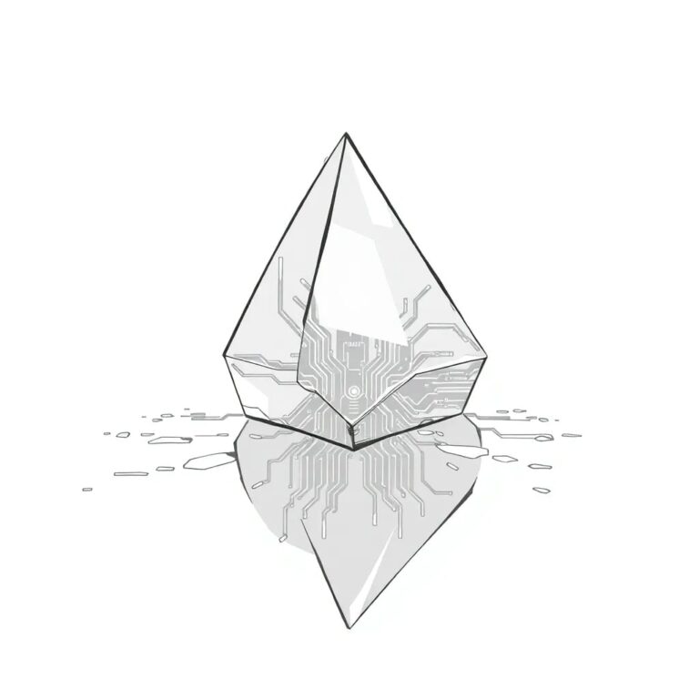 A shattered crystal prism reflecting a distorted AI circuit board