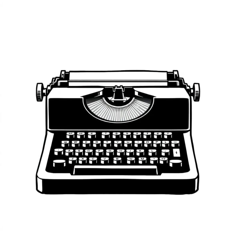 A vintage 1970s typewriter with a glowing, futuristic keyboard overlay