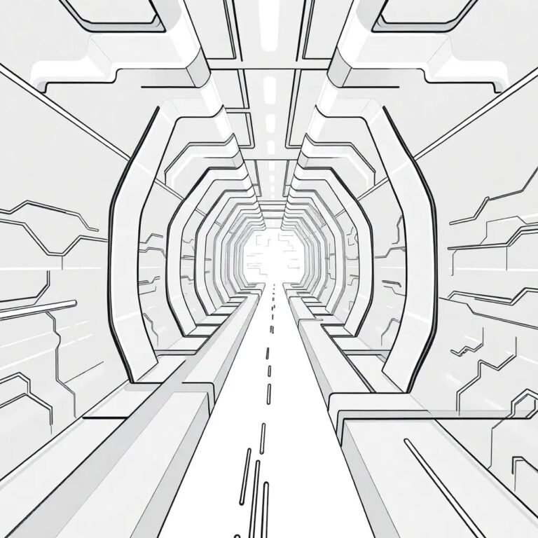 A futuristic, transparent labyrinth with AI-driven pathways that adapt and change in real-time, symbolizing the dynamic and evolving nature of AI regulatory expectations.