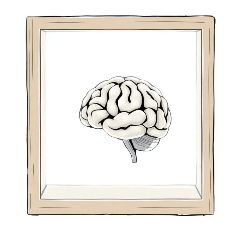 A glowing, ethically-designed AI brain encased in a transparent, responsibly-sourced bamboo frame