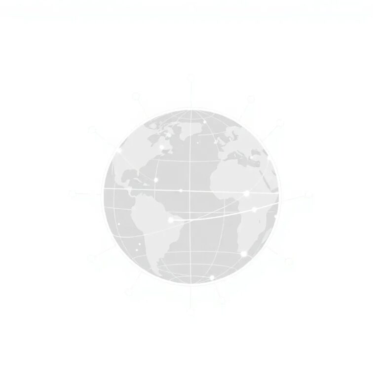 A holographic communication network globe with AI nodes pulsating in real-time