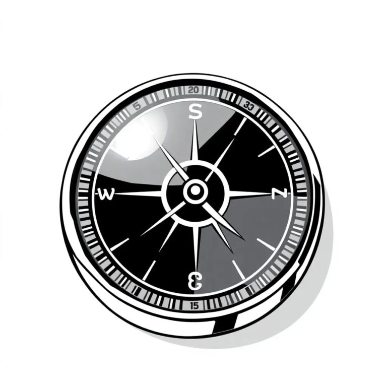 A compass with a digital display and multiple rotating needles, each pointing in different directions, representing the global landscape of AI regulations.
