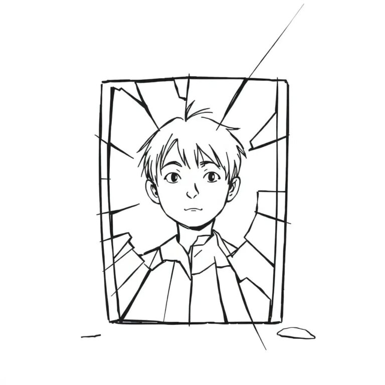 A shattered, digital mirror reflecting a distorted, ever-changing image of a person