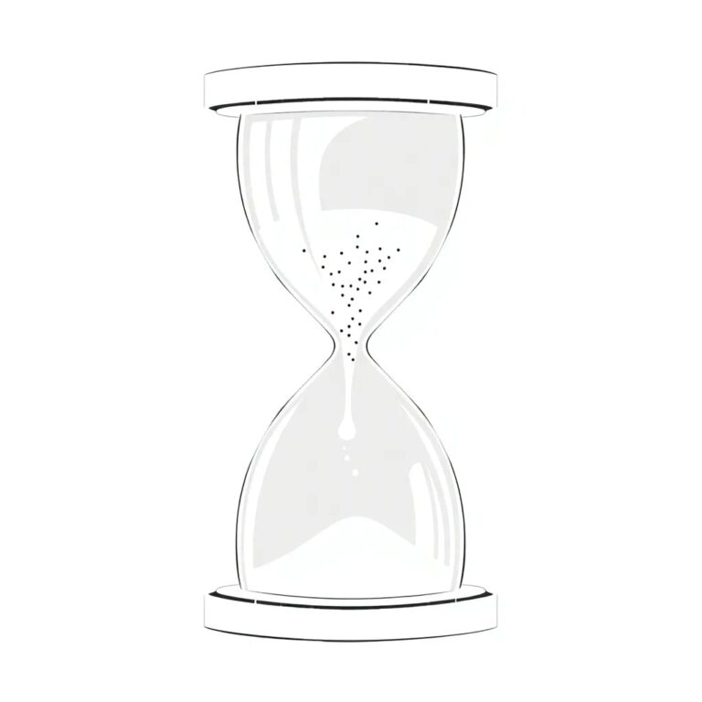 A digital hourglass with flowing binary code instead of sand