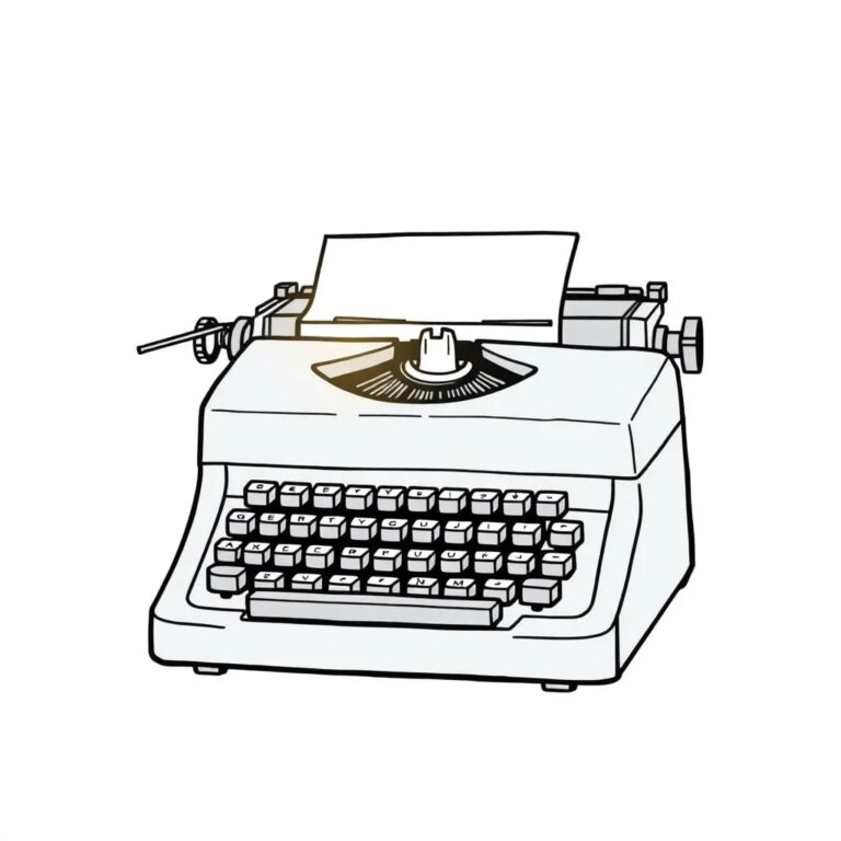 A vintage typewriter with a glowing, futuristic keyboard