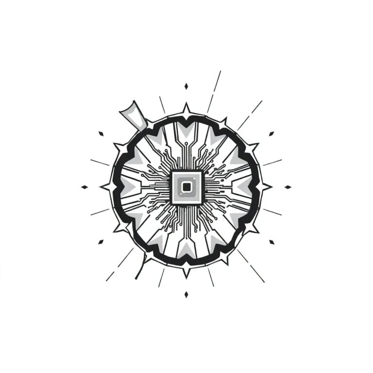 A shattered kaleidoscope with a digital circuit board embedded within