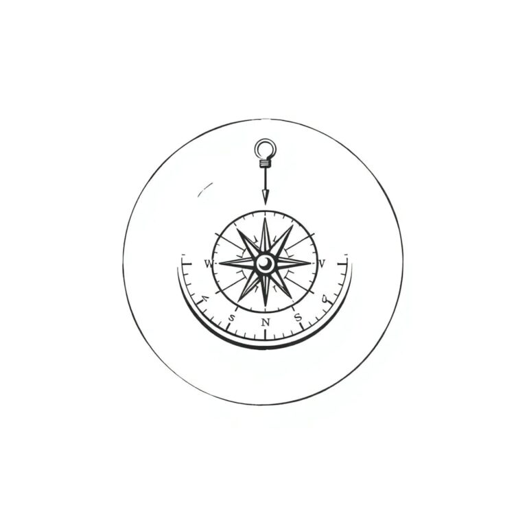 A lone compass floating in an empty glass globe