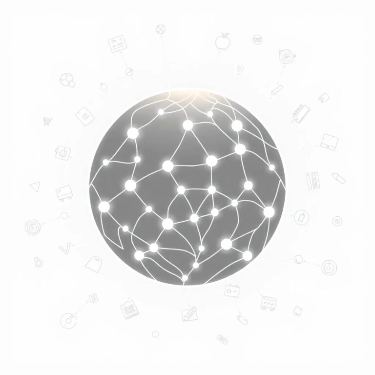 A globe with interconnected neural networks glowing beneath its surface, surrounded by a constellation of diverse, illuminated educational icons