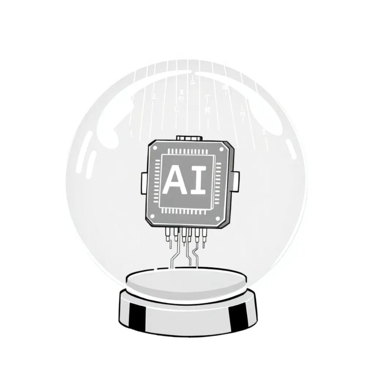 A futuristic, transparent AI chip embedded in a crystal globe, with regulatory text scrolling across its surface like digital rain.