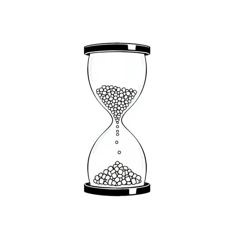 A digital hourglass with shifting binary code grains