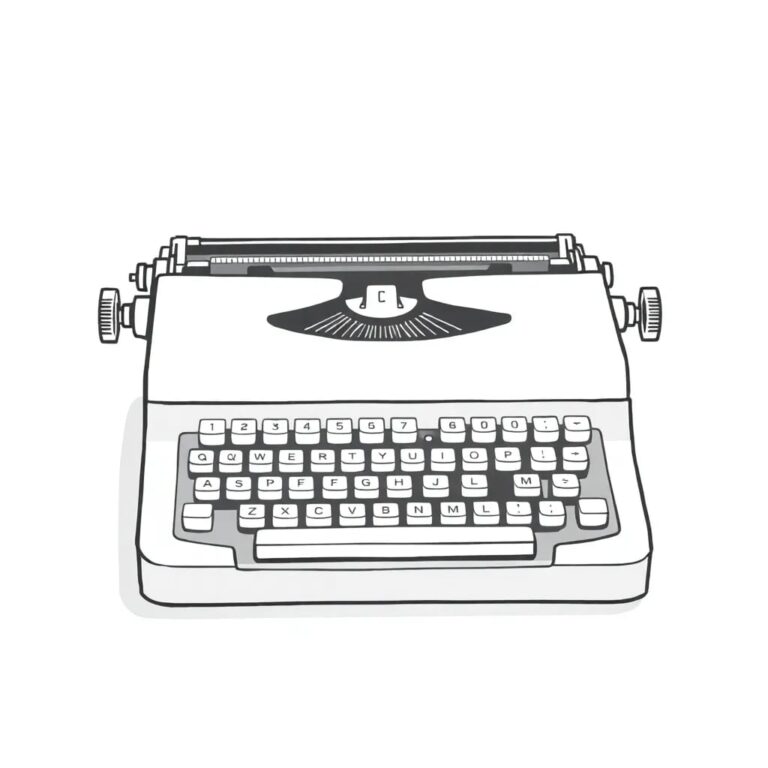 A vintage typewriter with a glowing, translucent keyboard that displays ever-changing lines of code