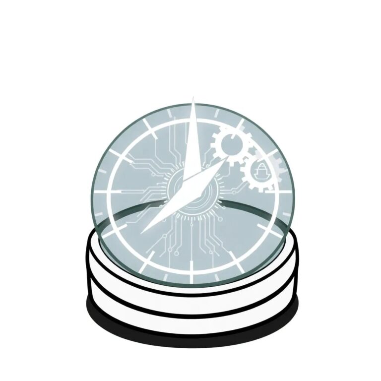 A digital compass with a glowing AI circuit board as its needle, pointing towards a set of interlocking gears representing legal frameworks.
