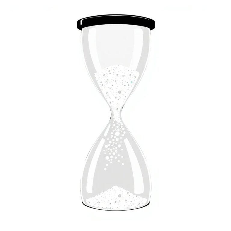 A crystal-clear hourglass filled with shimmering, iridescent sand, where each grain represents a piece of transparent data, slowly flowing from an opaque, sealed container into a transparent, open vessel.