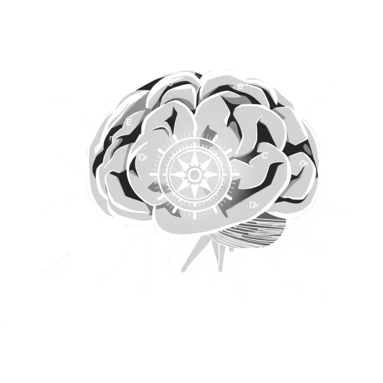 A futuristic, transparent AI brain with a glowing ethical compass embedded within, surrounded by a network of interconnected financial graphs and charts.