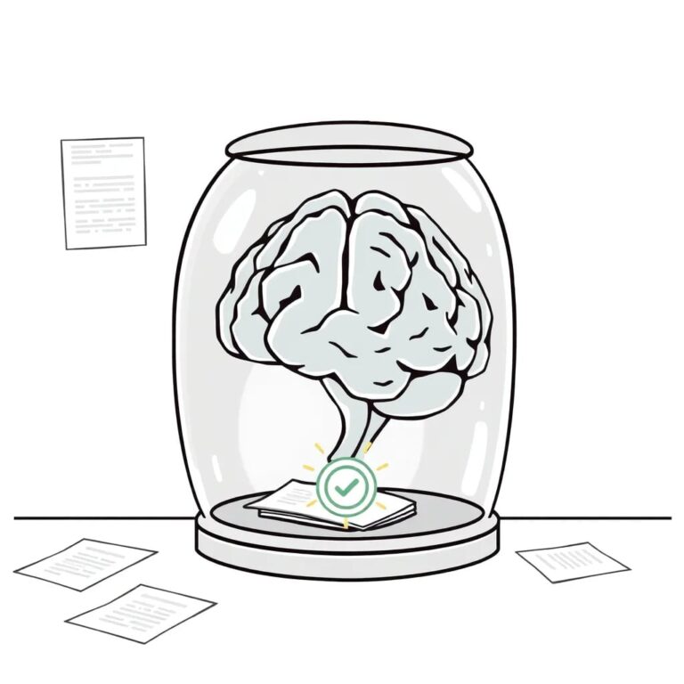A futuristic, transparent AI brain encased in a glass vault, surrounded by a web of regulatory documents and digital code, with a small, glowing compliance badge pulsating on its surface.