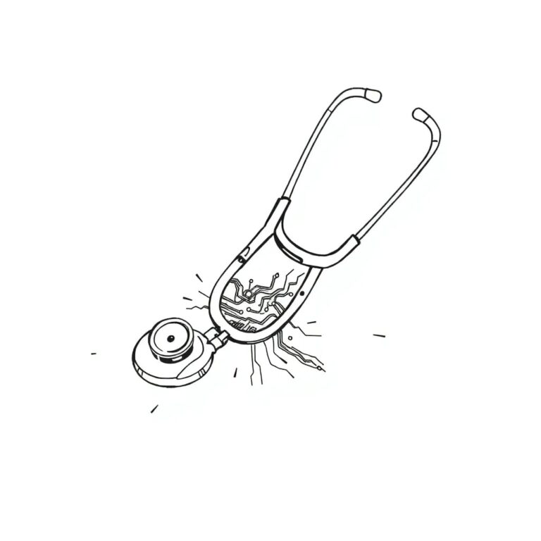 A shattered stethoscope with digital circuitry exposed