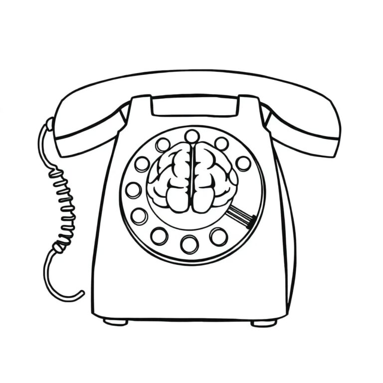 A vintage rotary phone with a glowing, pulsating AI brain inside its dial