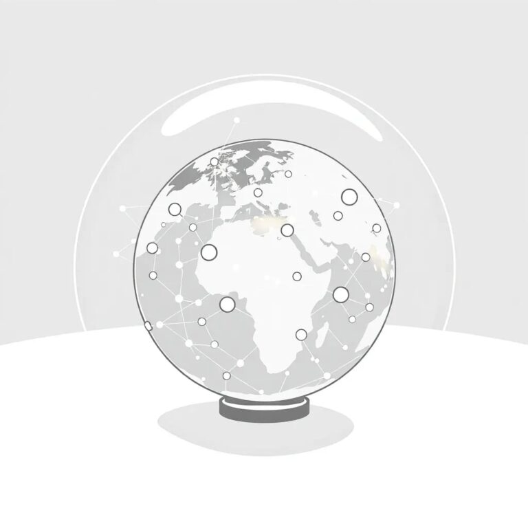 A holographic globe with interconnected neural networks pulsating across its surface, displaying real-time data flows and governance algorithms.