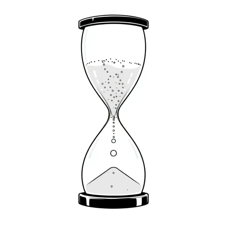 A digital hourglass with AI-generated sand particles that freeze when the hourglass is turned upside down, symbolizing the restriction of AI image generation to paid users.