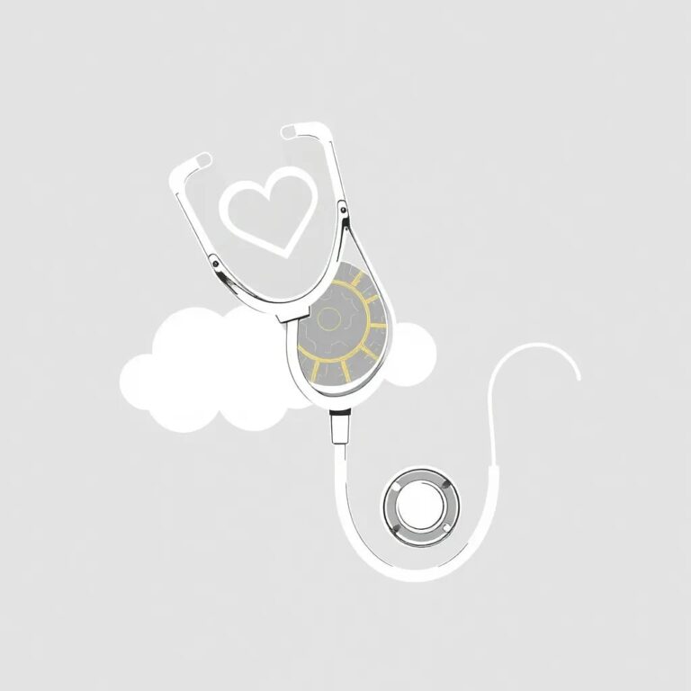 A futuristic, transparent medical stethoscope with integrated AI circuitry and a glowing cloud pattern, symbolizing the convergence of technology and healthcare.