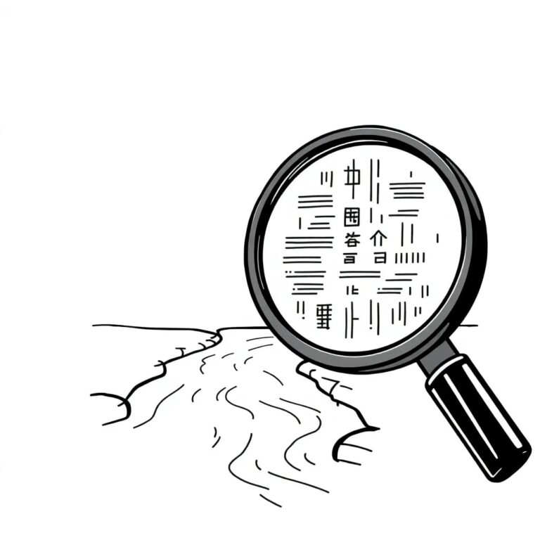 A magnifying glass with a digital display that reveals hidden patterns in a flowing river of data