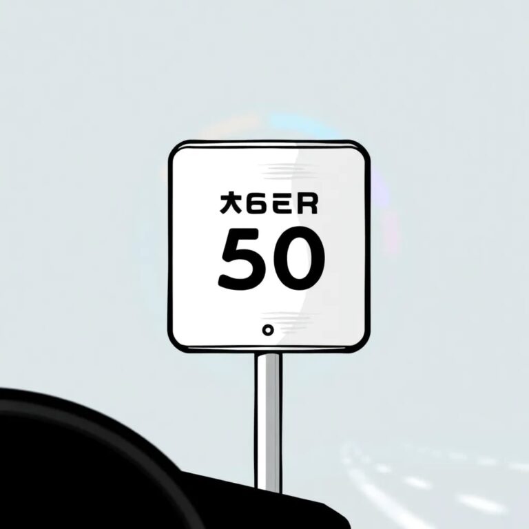 A road sign with a blurred speed limit, surrounded by a halo of shifting, multicolored lights