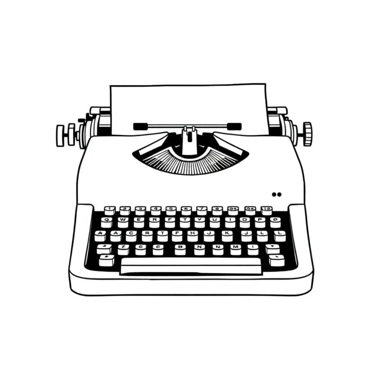 A vintage typewriter with a glowing, futuristic keyboard