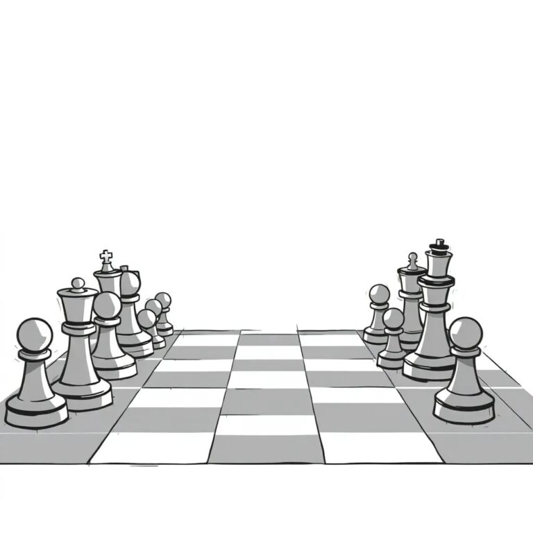 A chessboard with AI-controlled pieces gradually replacing human-controlled ones