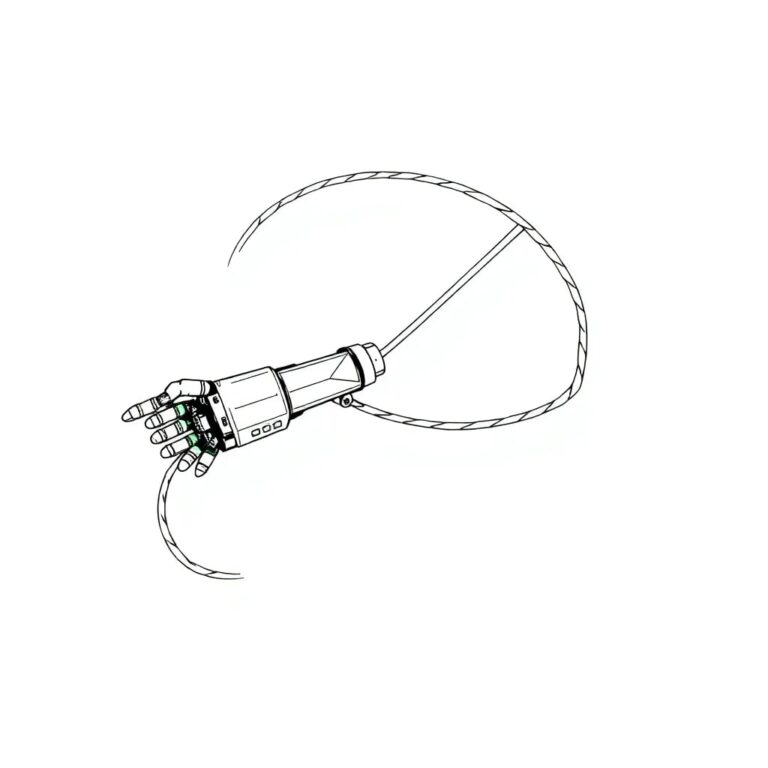 A vintage Texan lasso with a high-tech AI-powered robotic arm woven into its fibers