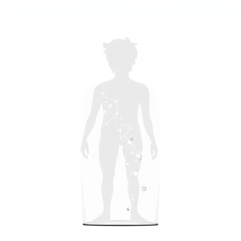 A translucent, ever-shifting glass sculpture of a human silhouette, with glowing AI circuits and tiny, moving data points that change color based on privacy risk levels.