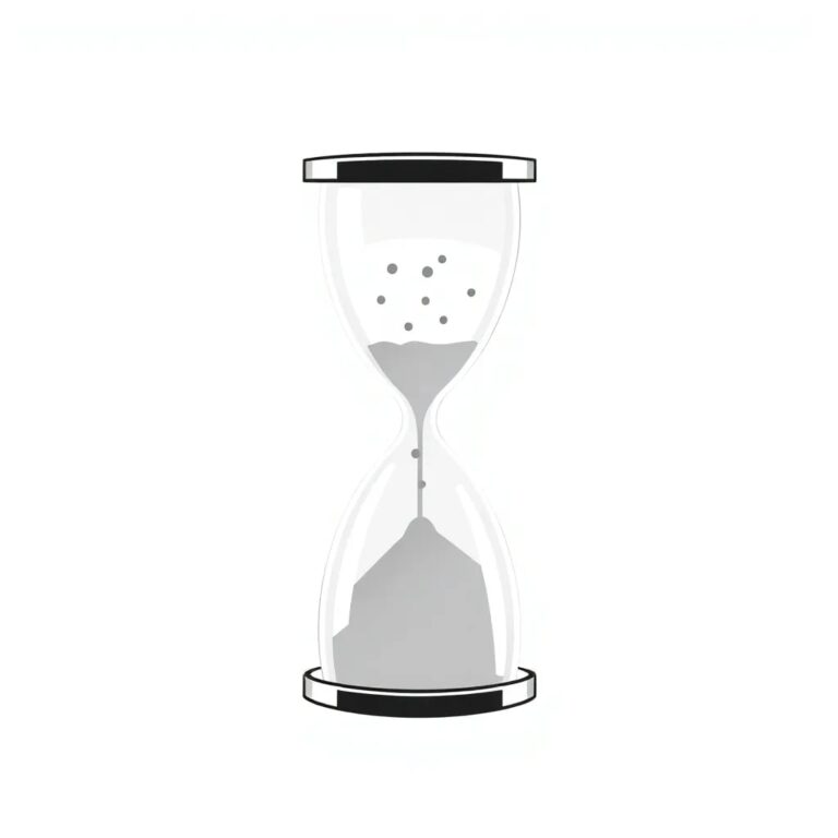 A digital hourglass with AI-generated sand particles that change color based on ethical dilemmas presented